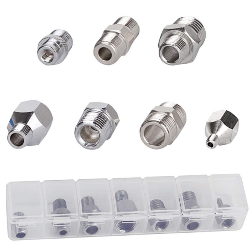 Fengda Airbrush Adapter 7PCS Hose Adapter Set Airbrush Threaded Plug for Connecting Airbrush and air Compressor with Transparent plaxtic Box - Image 1